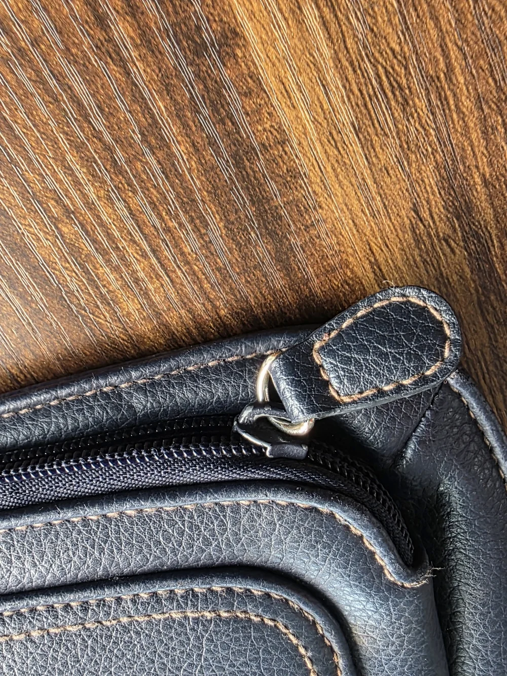 Compact Navy Crossbody with Front Pocket and Gold Accent